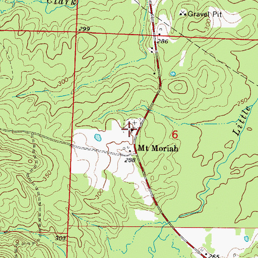 Topographic Map of Mount Moriah United Methodist Church, AR