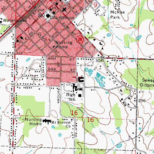 Topographic Map of Prescott Elementary School, AR