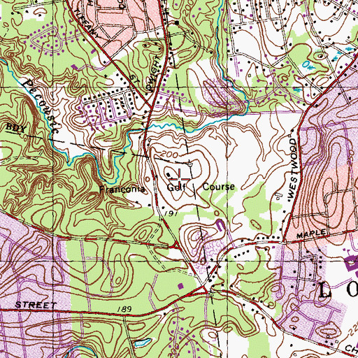 Topographic Map of Franconia Golf Course, MA