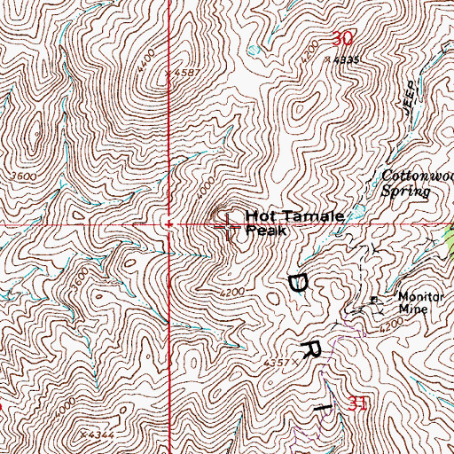 Topographic Map of Hot Tamale Peak, AZ
