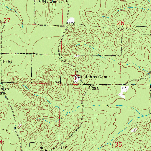 Topographic Map of Saint Johns Church (historical), AR