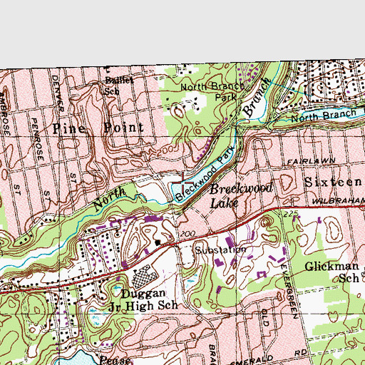Topographic Map of Breckwood Park, MA