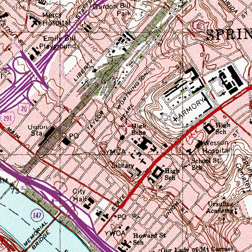 Topographic Map of YMCA, MA