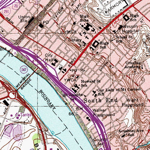 Topographic Map of YMCA, MA