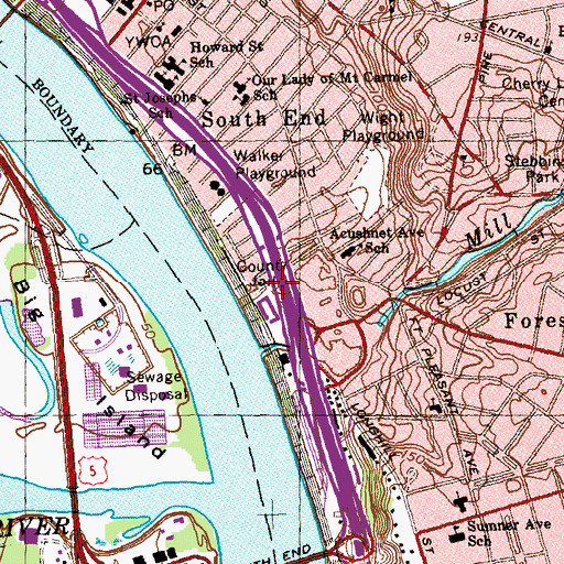Topographic Map of Hampden County Jail, MA