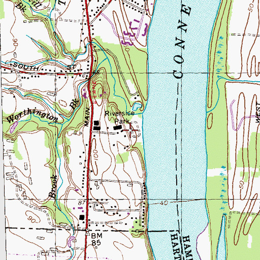 Topographic Map of Riverside Park, MA