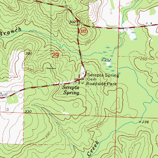 Topographic Map of Serepta Springs (historical), AR