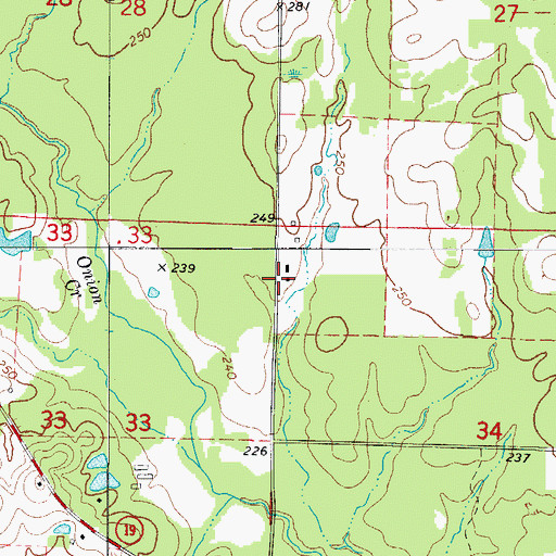 Topographic Map of Thomasville School (historical), AR