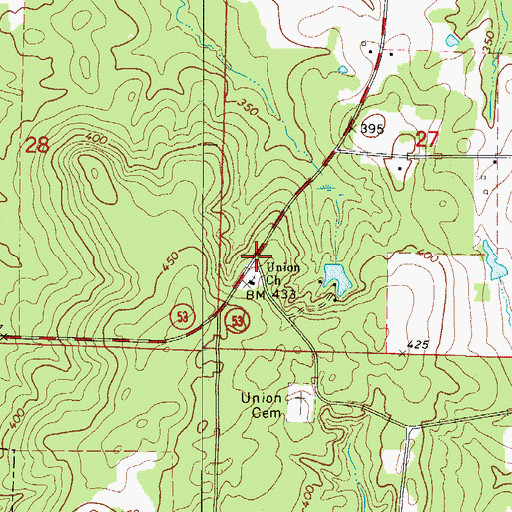 Topographic Map of Union School (historical), AR