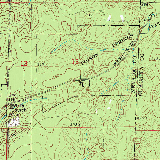 Topographic Map of Waters Chapel (historical), AR