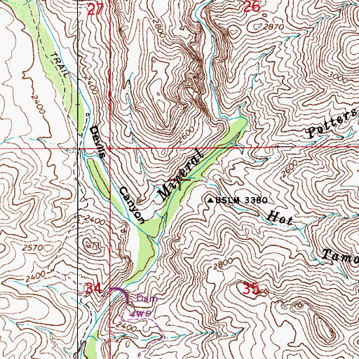 Topographic Map of Hot Tamale Wash, AZ