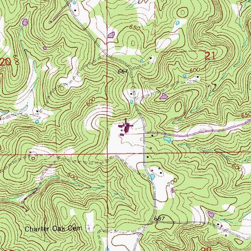 Topographic Map of Oak Ridge Central High School, AR