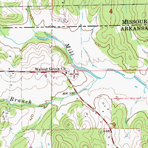 Topographic Map of Walnut Grove Cemetery, AR