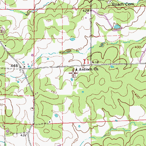 Topographic Map of Antioch Cemetery, AR