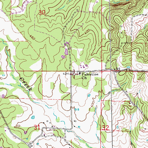Topographic Map of Palestine Cemetery, AR