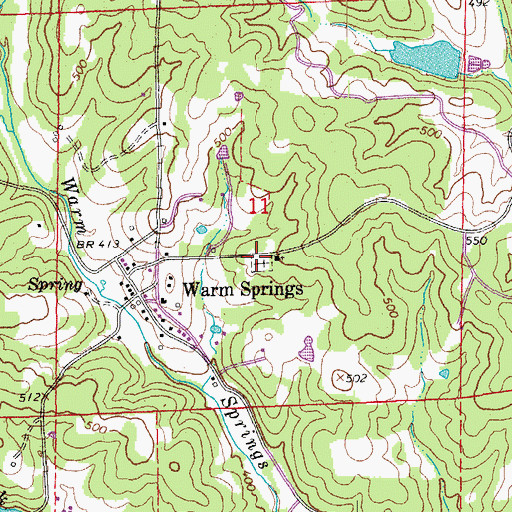 Topographic Map of Warm Springs Cemetery, AR