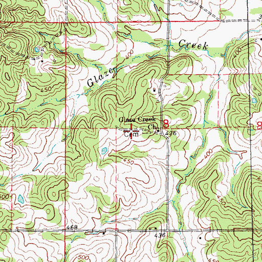 Topographic Map of Glaze Creek Cemetery, AR