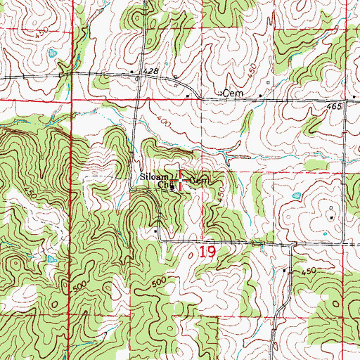 Topographic Map of Siloam Cemetery, AR