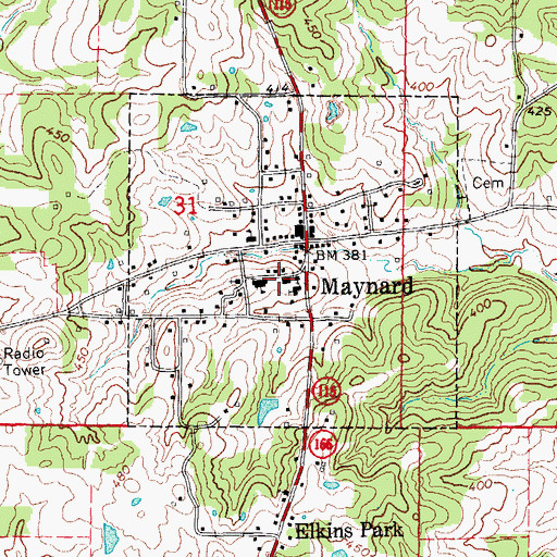 Topographic Map of Maynard High School, AR