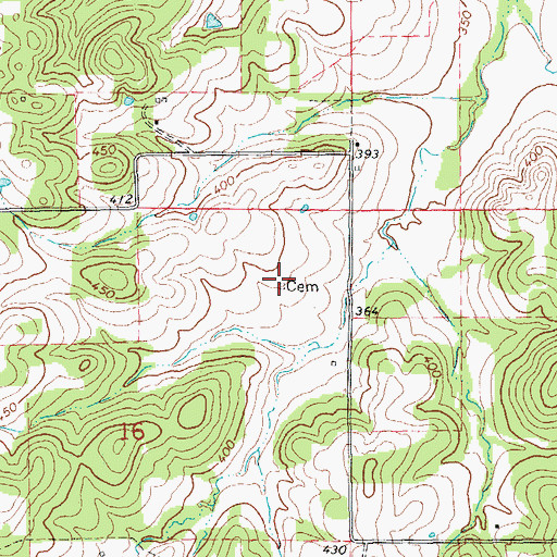 Topographic Map of Ainley Cemetery, AR