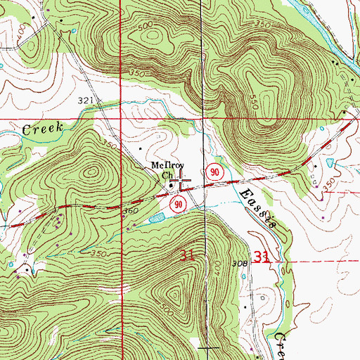 Topographic Map of McIlroy Cemetery, AR