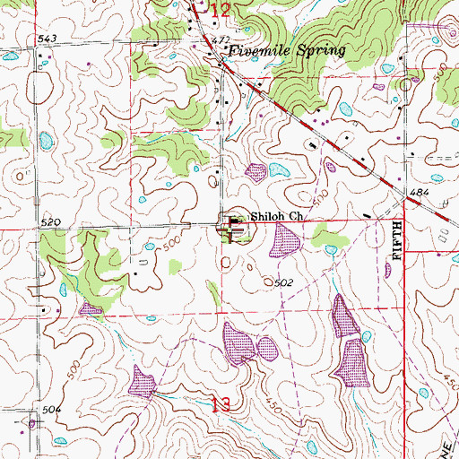 Topographic Map of Shiloh Cemetery, AR