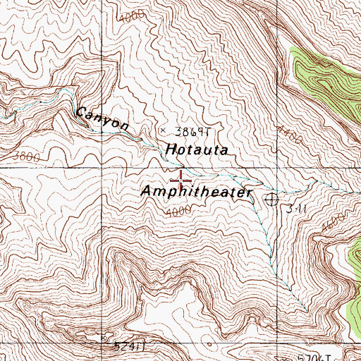 Topographic Map of Hotauta Amphitheater, AZ