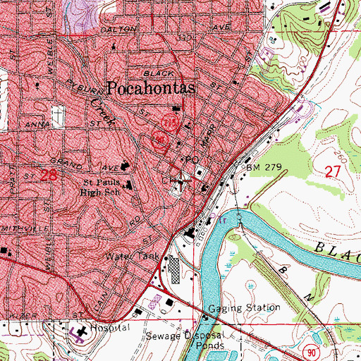 Topographic Map of Randolph County Courthouse, AR