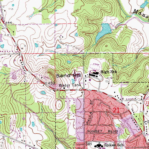 Topographic Map of Pocahontas Middle School, AR