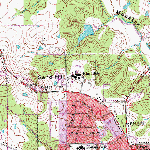 Topographic Map of Pocahontas High School, AR