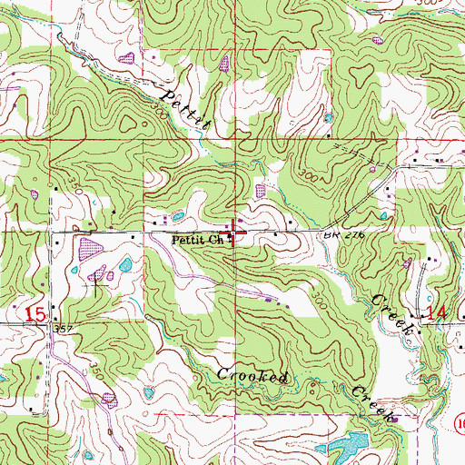Topographic Map of Pettit Cemetery, AR