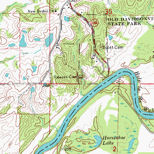 Topographic Map of Scotts Ferry (historical), AR