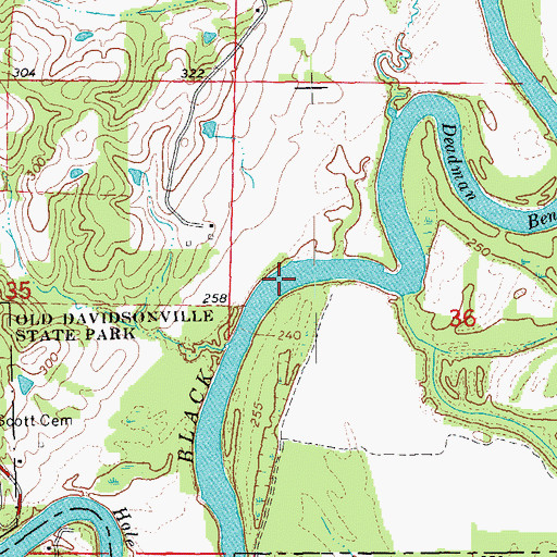 Topographic Map of Cox Ferry (historical), AR