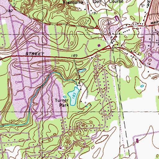 Topographic Map of Turner Park Dam, MA