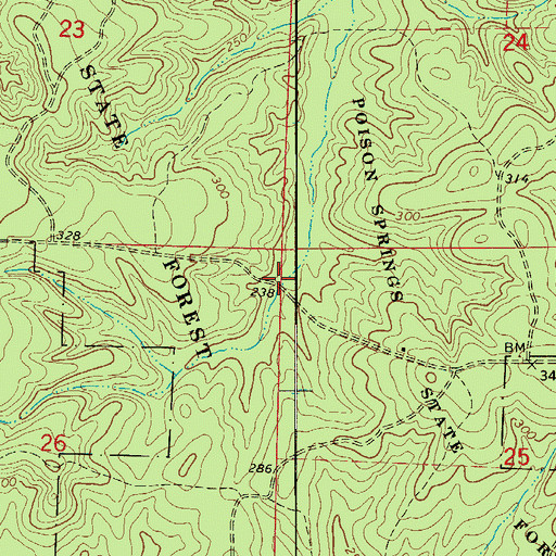 Topographic Map of Foss (historical), AR