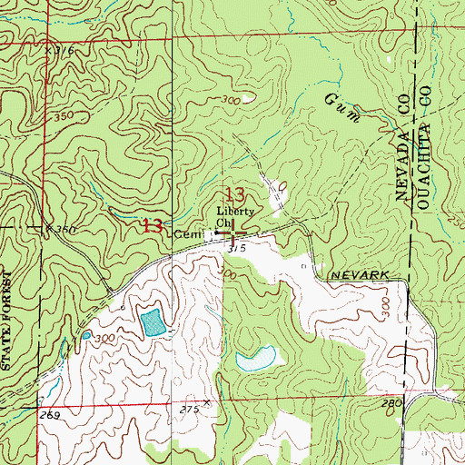 Topographic Map of Woodlawn (historical), AR