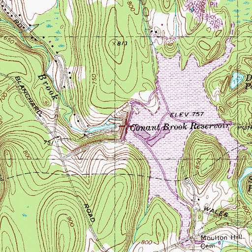 Topographic Map of Conant Brook Dam, MA