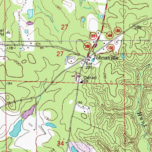 Topographic Map of Calvary Presbyterian Cemetery, AR