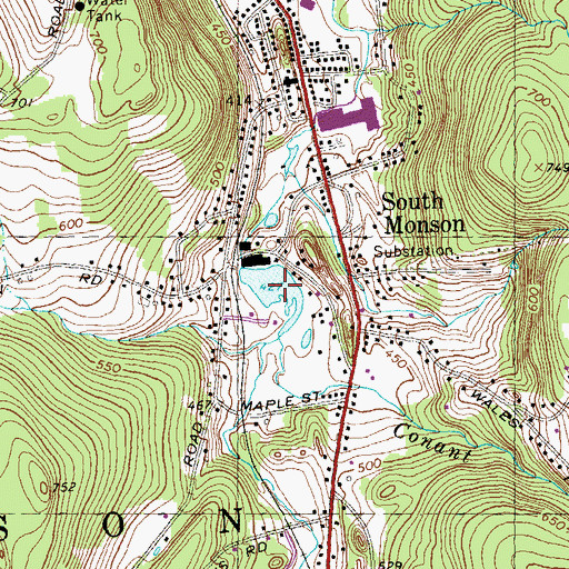 Topographic Map of Chicopee Brook Reservoir, MA