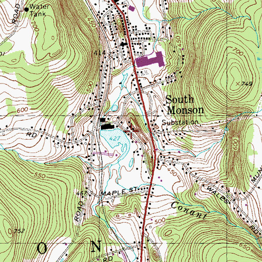Topographic Map of Zero Manufacturing Company Dam, MA