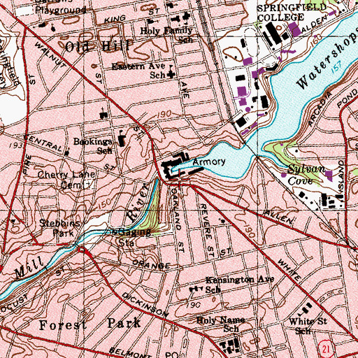 Topographic Map of Watershops Pond Dam, MA