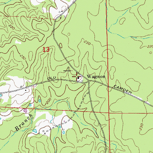 Topographic Map of Wagnon Methodist Church, AR
