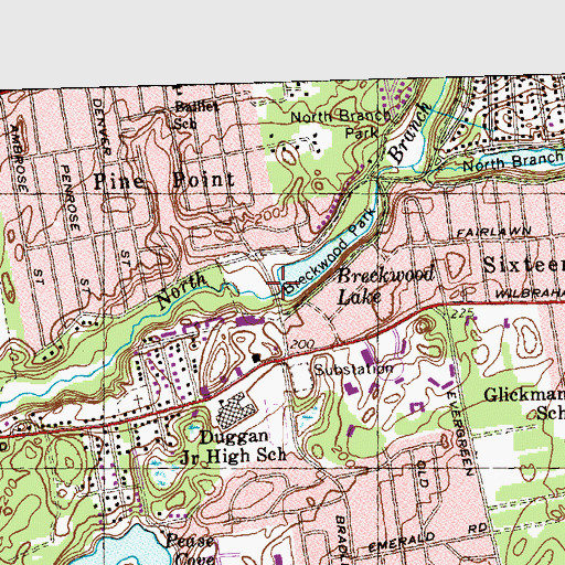 Topographic Map of Breckwood Lake Dam, MA