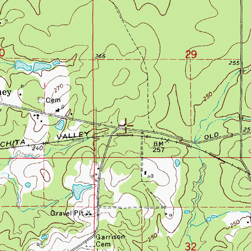 Topographic Map of Oakdale School (historical), AR