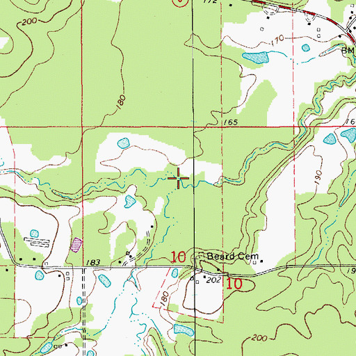 Topographic Map of Bradley Creek, AR
