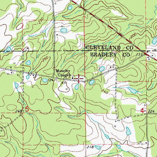 Topographic Map of Moseley Cemetery, AR