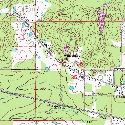 Topographic Map of Willoughby Cemetery, AR