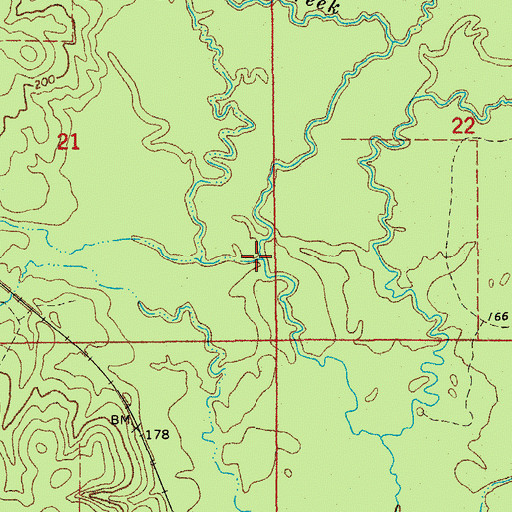 Topographic Map of Mill Creek, AR