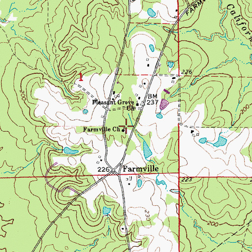 Topographic Map of Farmville School (historical), AR