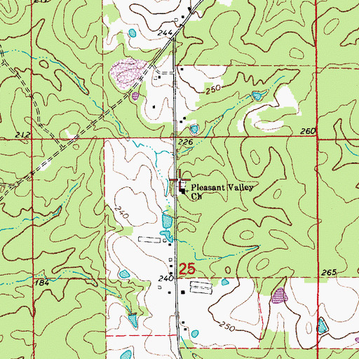 Topographic Map of Pleasant Valley Cemetery, AR